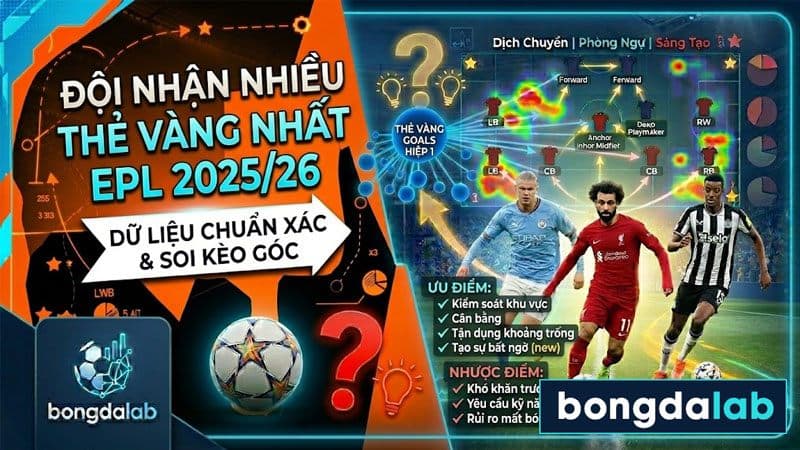 Đội nhận nhiều thẻ vàng nhất EPL 2025/26
