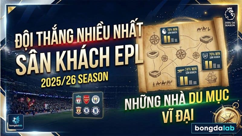 Đội thắng nhiều nhất sân khách EPL